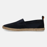 A blue Men's bugatti Espadriles featuring a round toe plain toe, zero heels heel. Made from suede leather with a durable tpr outsole, this slip-on design offers both style and comfort.