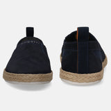 A blue Men's bugatti Espadriles featuring a round toe plain toe, zero heels heel. Made from suede leather with a durable tpr outsole, this slip-on design offers both style and comfort.