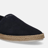 A blue Men's bugatti Espadriles featuring a round toe plain toe, zero heels heel. Made from suede leather with a durable tpr outsole, this slip-on design offers both style and comfort.