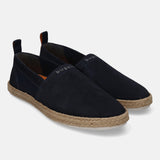 A blue Men's bugatti Espadriles featuring a round toe plain toe, zero heels heel. Made from suede leather with a durable tpr outsole, this slip-on design offers both style and comfort.