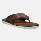 A cognac Men's bugatti Thongs featuring a open toe plain toe, zero heels heel. Made from premium genuine leather with a durable eva outsole, this slip-on design offers both style and comfort.