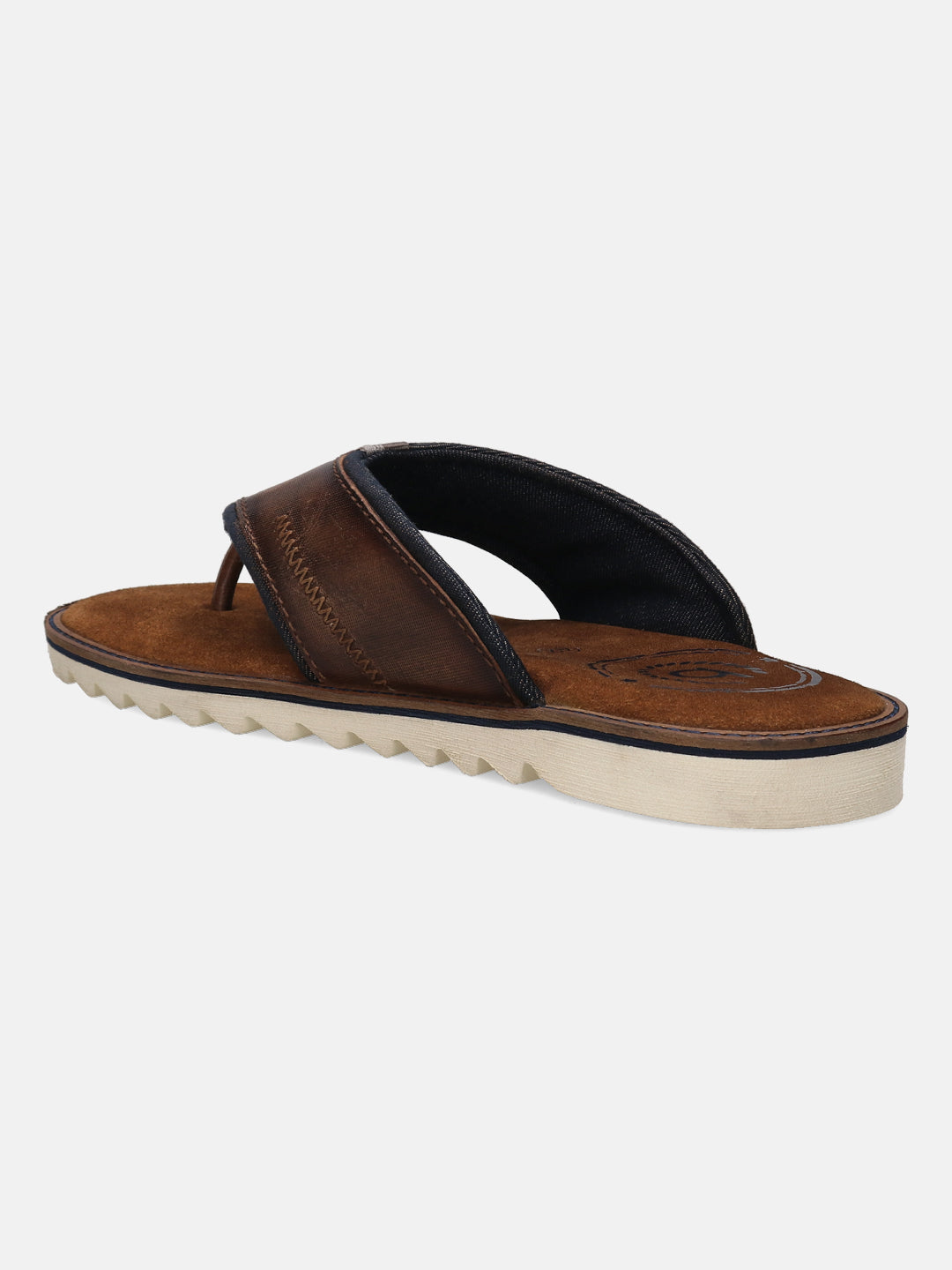 A cognac Men's bugatti Thongs featuring a open toe plain toe, zero heels heel. Made from premium genuine leather with a durable eva outsole, this slip-on design offers both style and comfort.