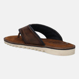 A cognac Men's bugatti Thongs featuring a open toe plain toe, zero heels heel. Made from premium genuine leather with a durable eva outsole, this slip-on design offers both style and comfort.