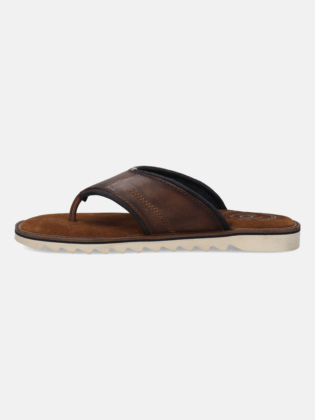 A cognac Men's bugatti Thongs featuring a open toe plain toe, zero heels heel. Made from premium genuine leather with a durable eva outsole, this slip-on design offers both style and comfort.
