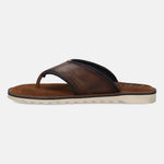 A cognac Men's bugatti Thongs featuring a open toe plain toe, zero heels heel. Made from premium genuine leather with a durable eva outsole, this slip-on design offers both style and comfort.