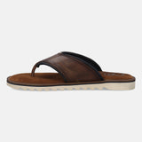 A cognac Men's bugatti Thongs featuring a open toe plain toe, zero heels heel. Made from premium genuine leather with a durable eva outsole, this slip-on design offers both style and comfort.