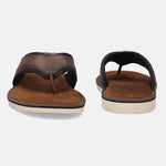 A cognac Men's bugatti Thongs featuring a open toe plain toe, zero heels heel. Made from premium genuine leather with a durable eva outsole, this slip-on design offers both style and comfort.