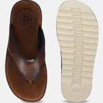 A cognac Men's bugatti Thongs featuring a open toe plain toe, zero heels heel. Made from premium genuine leather with a durable eva outsole, this slip-on design offers both style and comfort.