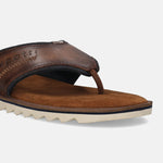 A cognac Men's bugatti Thongs featuring a open toe plain toe, zero heels heel. Made from premium genuine leather with a durable eva outsole, this slip-on design offers both style and comfort.