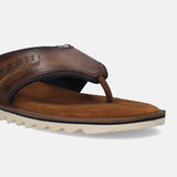 A cognac Men's bugatti Thongs featuring a open toe plain toe, zero heels heel. Made from premium genuine leather with a durable eva outsole, this slip-on design offers both style and comfort.