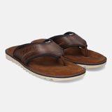 A cognac Men's bugatti Thongs featuring a open toe plain toe, zero heels heel. Made from premium genuine leather with a durable eva outsole, this slip-on design offers both style and comfort.