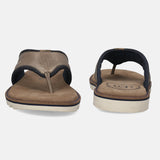 A taupe Men's bugatti Thongs featuring a open toe plain toe, zero heels heel. Made from premium genuine leather with a durable eva outsole, this slip-on design offers both style and comfort.