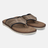 A taupe Men's bugatti Thongs featuring a open toe plain toe, zero heels heel. Made from premium genuine leather with a durable eva outsole, this slip-on design offers both style and comfort.