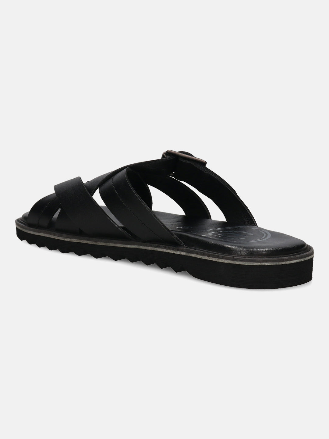 A black Men's bugatti Cross Strap Sandals featuring a open toe plain toe, zero heels heel, and a wide fit. Made from premium genuine leather with a durable eva outsole, this slip-on design offers both style and comfort.