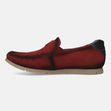 A grey Men's bugatti Casual Loafers featuring a round plain toe, zero heels heel. Made from suede leather with a durable tr outsole, this slip-on design offers both style and comfort.
