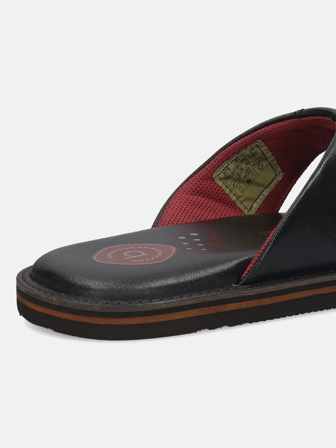 A black Men's bugatti Thongs featuring a open toe plain toe, zero heels heel, and a wide fit. Made from premium genuine leather with a durable eva outsole, this slip-on design offers both style and comfort.