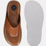 A cognac Men's bugatti Thongs featuring a open toe plain toe, zero heels heel, and a wide fit. Made from premium genuine leather with a durable eva outsole, this slip-on design offers both style and comfort.