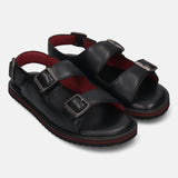 bugatti Black Premium Leather Sandal