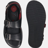 bugatti Black Premium Leather Sandal