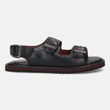bugatti Black Premium Leather Sandal
