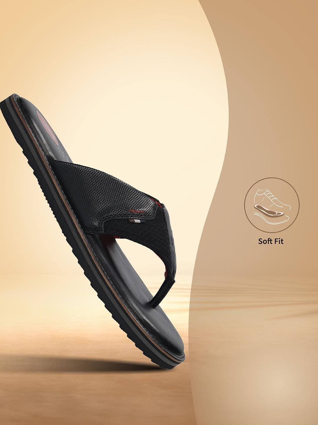 Men's Bugatti thong black leather / textile shoes with a round toe , a eva outsole.