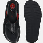 Men's Bugatti thong black leather / textile shoes with a round toe , a eva outsole.