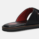 Men's Bugatti thong black leather / textile shoes with a round toe , a eva outsole.