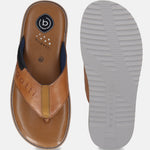 Men's Bugatti thong cognac leather shoes with a round toe , a eva outsole.