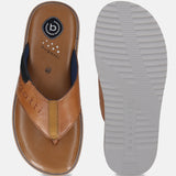 Men's Bugatti thong cognac leather shoes with a round toe , a eva outsole.