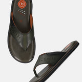Men's Bugatti thong green leather shoes with a round toe , a eva outsole.