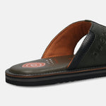 Men's Bugatti thong green leather shoes with a round toe , a eva outsole.