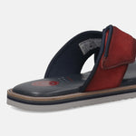 Men's Bugatti cross strap red leather shoes with a round toe , a eva outsole.
