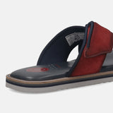 Men's Bugatti cross strap red leather shoes with a round toe , a eva outsole.