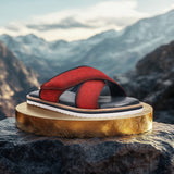 bugatti Cobie red  Premium Leather Comfort Cross Strap Sandals