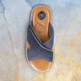 bugatti Cobie dark blue Comfort Cross Strap Sandals