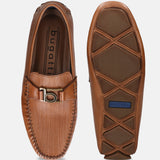 A cognac Men's bugatti Drivers featuring a square toe apron toe, zero heels heel. Made from premium genuine leather with a durable rubber outsole, this slip-on design offers both style and comfort.
