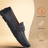 Men's Bugatti drivers blue leather shoes with a round toe and apron toe , a rubber outsole.