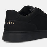 A black Men's bugatti Sneakers featuring a round toe plain toe, zero heels heel. Made from premium genuine leather with a durable tr outsole, this laces design offers both style and comfort.