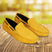 A yellow Men's bugatti Drivers featuring a square toe apron toe, zero heels heel. Made from premium genuine leather with a durable pu outsole, this slip-on design offers both style and comfort.