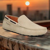 A brown Men's bugatti Drivers featuring a square toe apron toe, zero heels heel. Made from premium genuine leather with a durable pu outsole, this slip-on design offers both style and comfort.