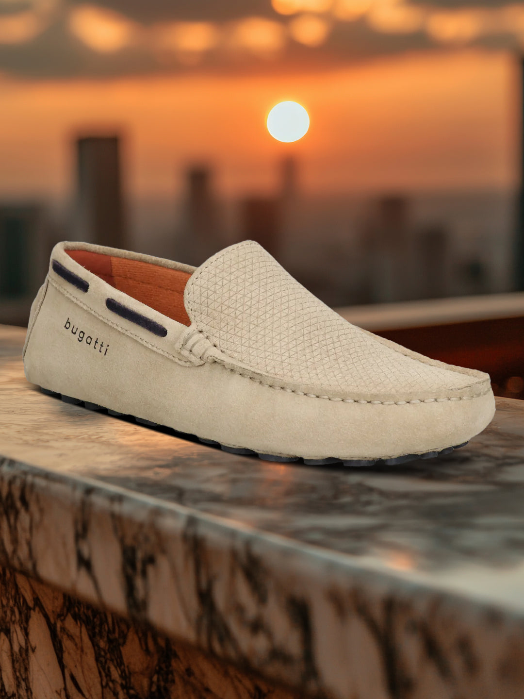 bugatti Manfield Sand Premium Leather Comfort Slip-Ons Casual