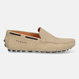 A brown Men's bugatti Drivers featuring a square toe apron toe, zero heels heel. Made from premium genuine leather with a durable pu outsole, this slip-on design offers both style and comfort.