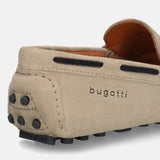 A brown Men's bugatti Drivers featuring a square toe apron toe, zero heels heel. Made from premium genuine leather with a durable pu outsole, this slip-on design offers both style and comfort.