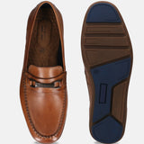 A cognac Men's bugatti Drivers featuring a round toe apron toe, zero heels heel. Made from premium genuine leather with a durable rubber outsole, this slip-on design offers both style and comfort.