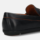 A blue Men's bugatti Drivers featuring a round toe apron toe, zero heels heel. Made from premium genuine leather with a durable rubber outsole, this slip-on design offers both style and comfort.