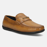 Men's Bugatti drivers yellow leather shoes with a round toe and apron toe , a tpr outsole.