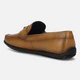 Men's Bugatti drivers yellow leather shoes with a round toe and apron toe , a tpr outsole.