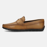 Men's Bugatti drivers yellow leather shoes with a round toe and apron toe , a tpr outsole.