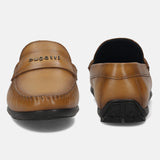 Men's Bugatti drivers yellow leather shoes with a round toe and apron toe , a tpr outsole.