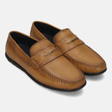 Men's Bugatti drivers yellow leather shoes with a round toe and apron toe , a tpr outsole.